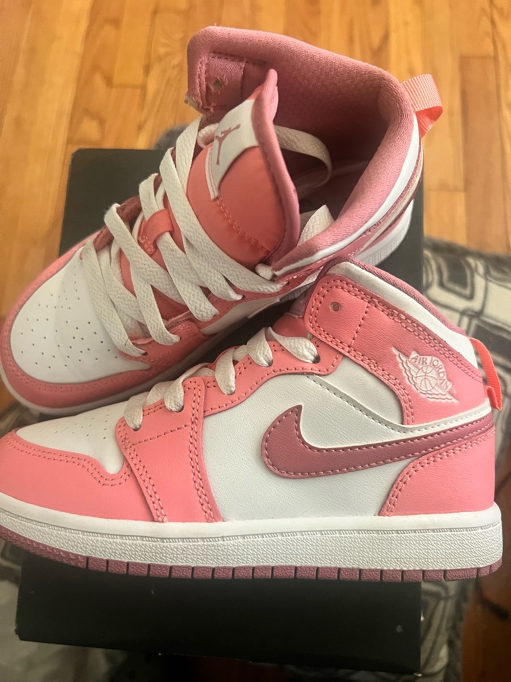 Jordan Kids' Pink and White Mid-Top Girl Sneakers
